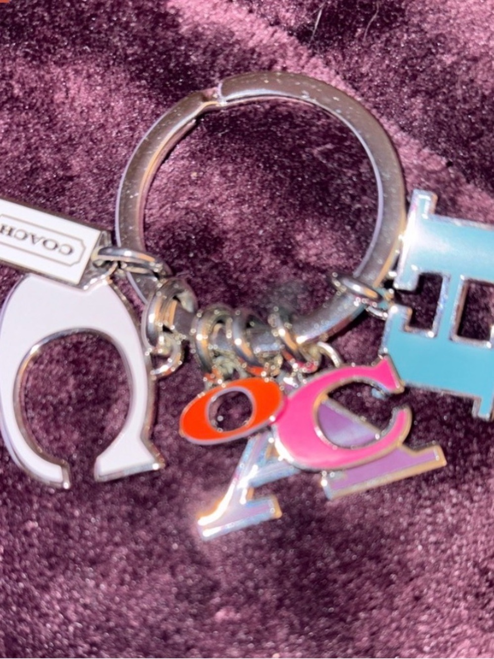 Coach Enamel Letter Charm Keyring EUC bag charm